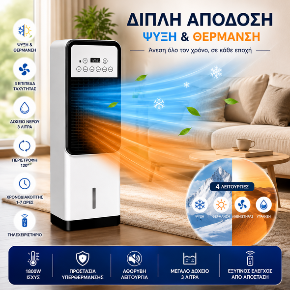 Air Cooler-Heater για ψύξη και θέρμανση όλο τον χρόνο